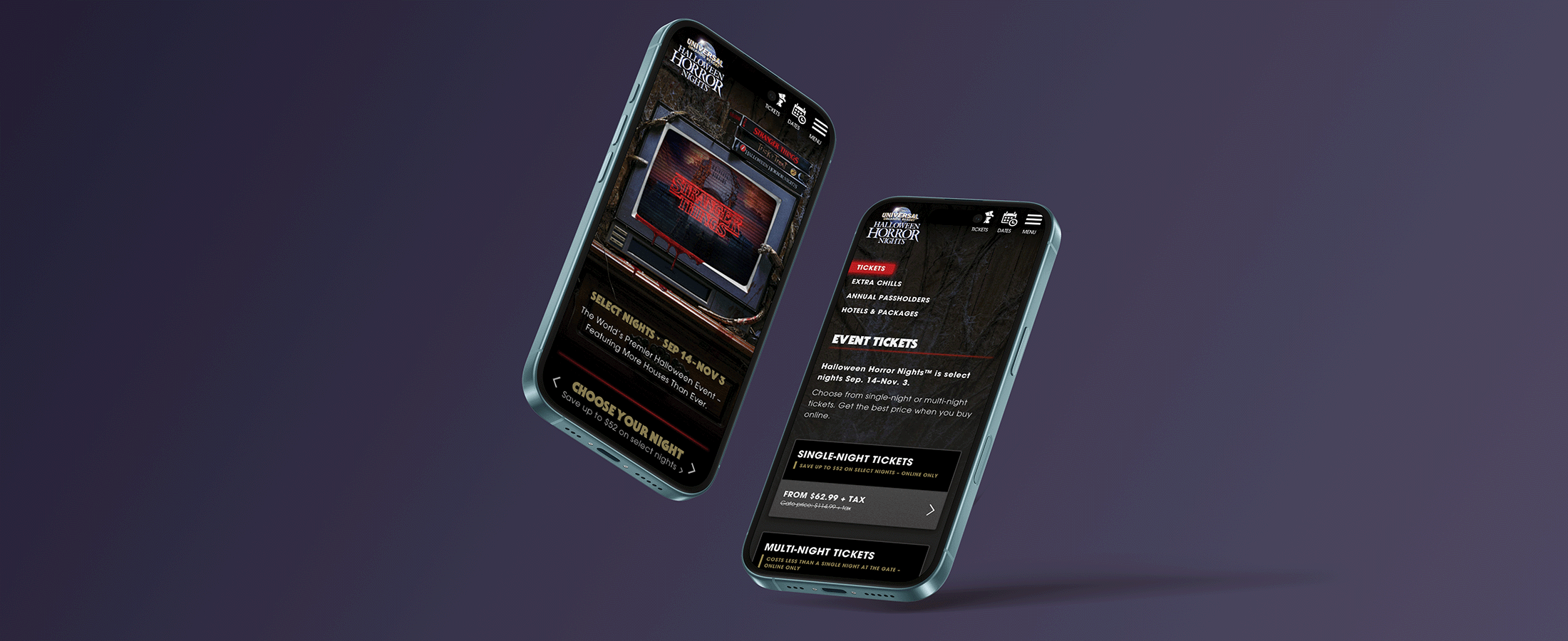 Halloween Horror Nights responsive homepage
