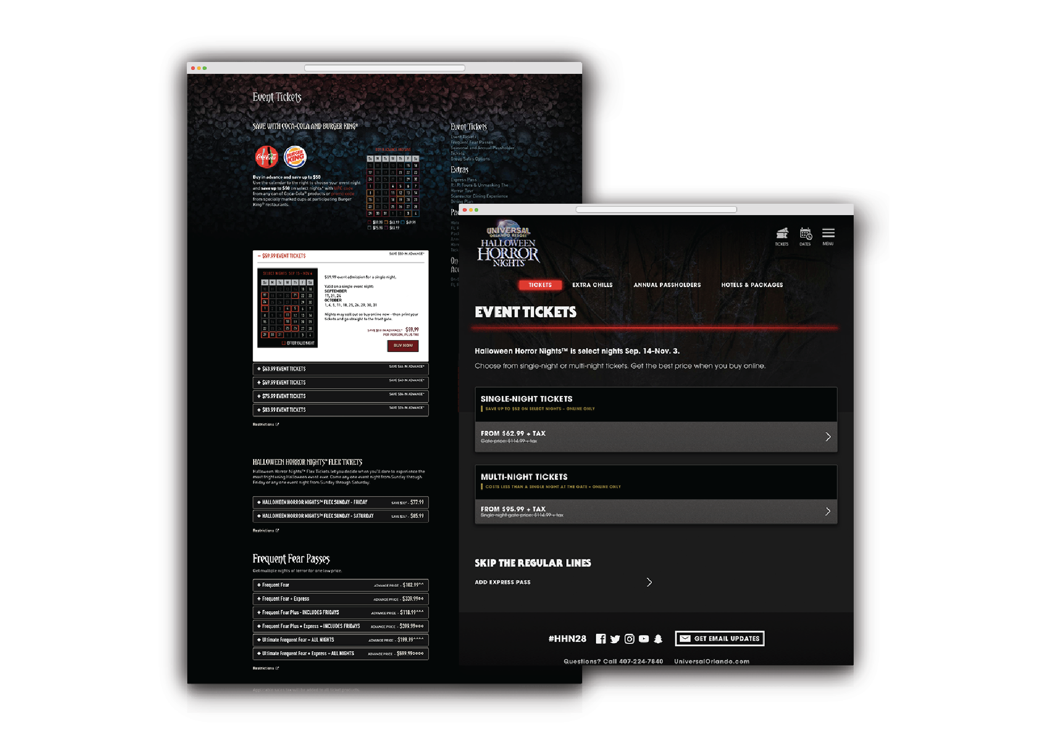 Before and after comparison showing simplified ticket options from 7 to 2